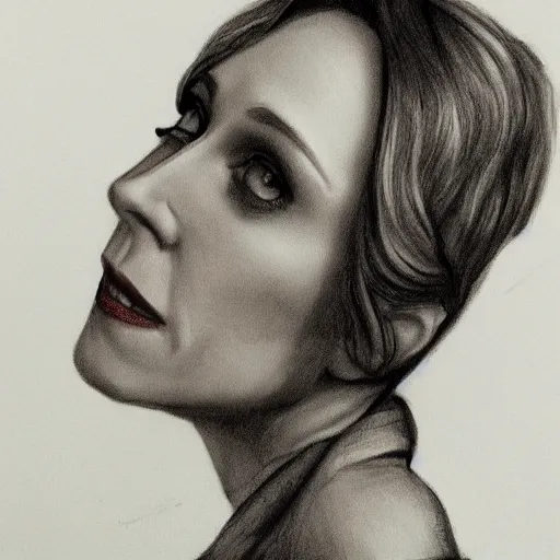 Prompt: amazing pencil illustration of vera farmiga trending on art station