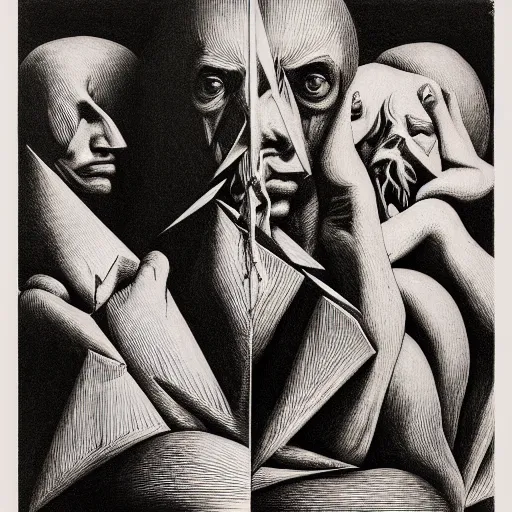 Image similar to lithography on paper secret lair conceptual figurative post - morden monumental dynamic portrait by goya and escher and hogarth, illusion surreal art, highly conceptual figurative art, intricate detailed illustration, controversial poster art, polish poster art, geometrical drawings, no blur