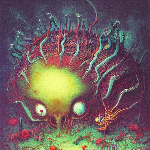 Prompt: beautiful little creature, alien bestiary by Beksinski and Lisa Frank and Rembrandt and Studio Ghibli