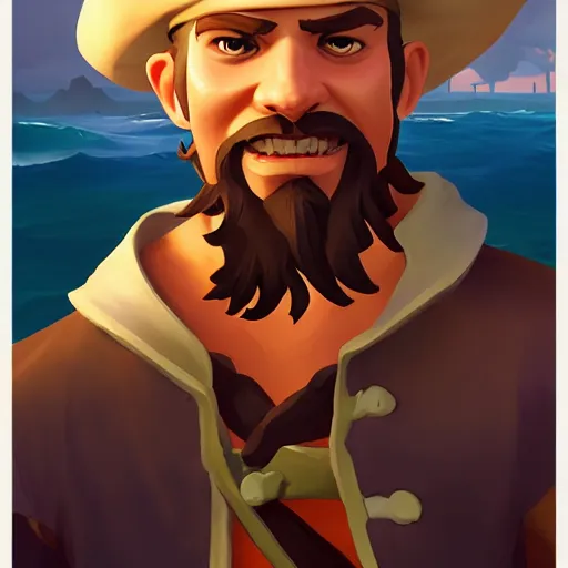 Image similar to painting jack the pirate on sea of thieves game avatar hero smooth face median photoshop filter cutout vector behance hd by jesper ejsing, by rhads, makoto shinkai and lois van baarle, ilya kuvshinov, rossdraws, illustration, art by ilya kuvshinov and gustav klimt