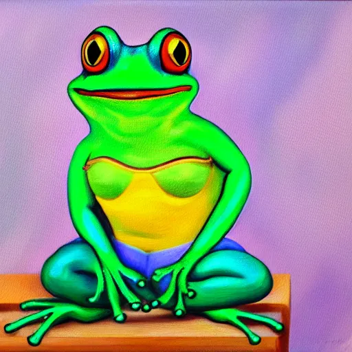 Prompt: oil painting gay frogs