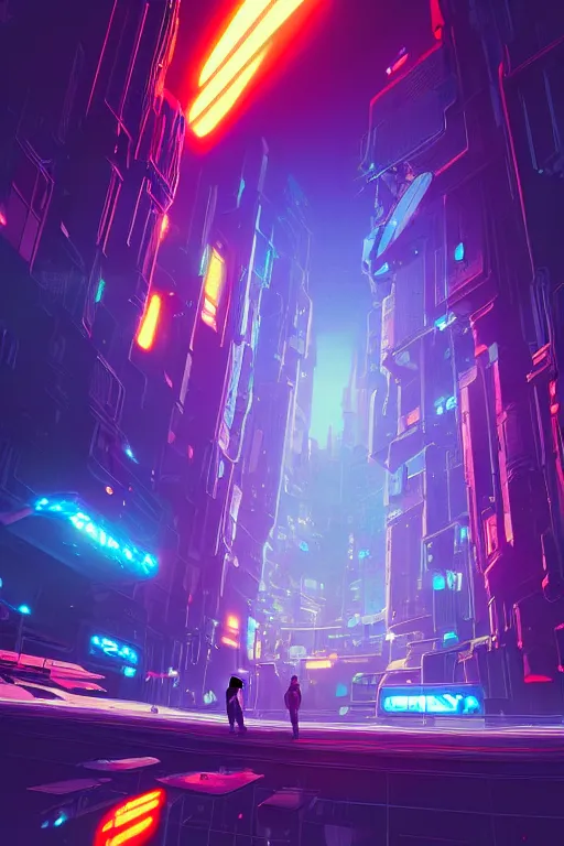 Image similar to A picture of an astronaut close to the camera in a upside down cyberpunk flying city by moebius, Neil Blevins and Jordan Grimmer, neon lights, surreal, volumetric:-3 lighting