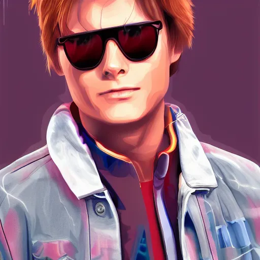 Image similar to marty mcfly, digital art, 8 k, character, realism, anime, portrait