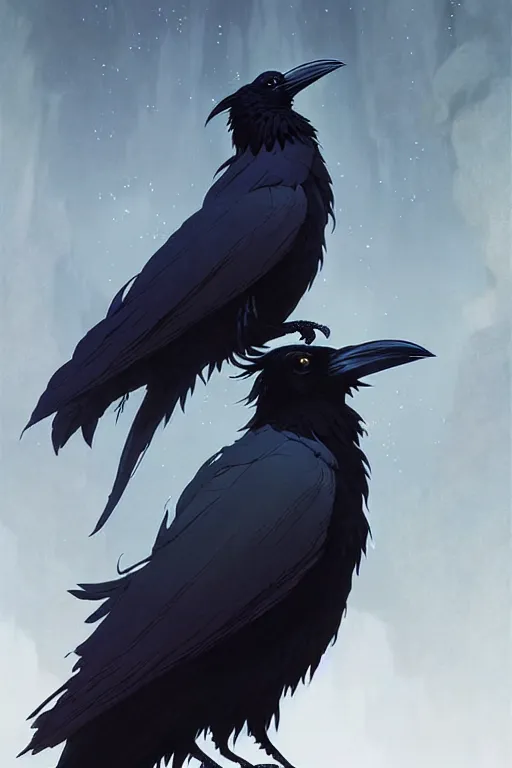 Image similar to raven headed warlock doing magic spells wind, white robes, finely detailed perfect face, exquisite details, mid view, design on a white background, by studio muti, greg rutkowski makoto shinkai takashi takeuchi studio ghibli