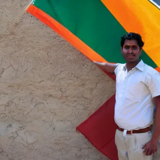 Image similar to Chad in front of Indian Flag