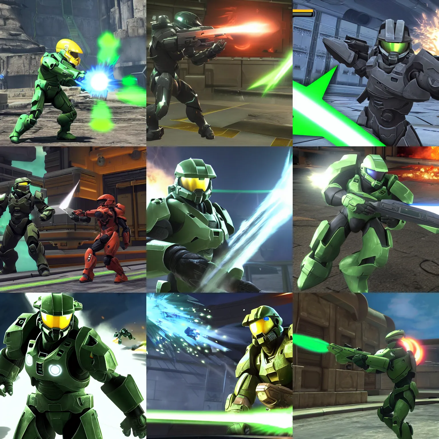 Prompt: gameplay screenshot of master chief in super smash bros ultimate