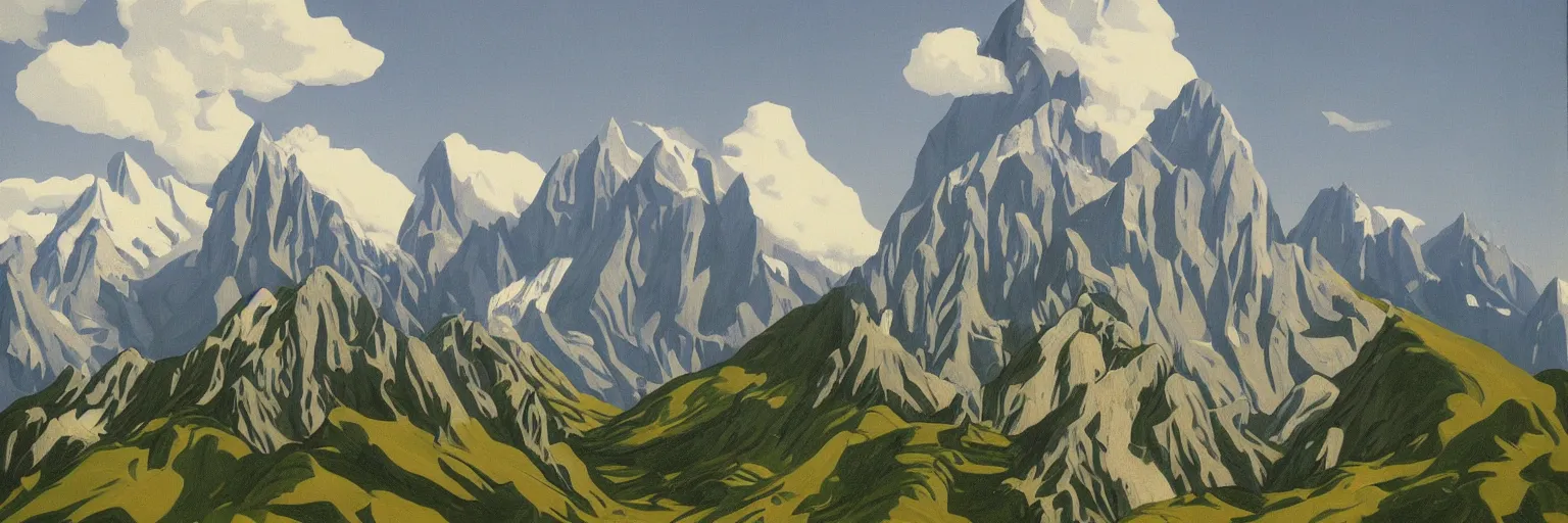 Image similar to swiss alps painting magritte