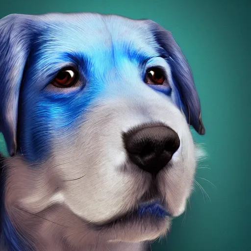 Prompt: blue dog, stock photo, digital art, smoth illustration, artstation