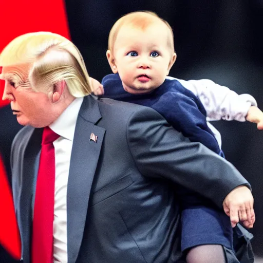 Prompt: Putin giving baby trump a piggyback ride