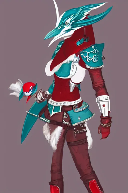 Image similar to female adventurer in tight full - body teal leather armor of japanese design with red accents and a white porcelain crow mask, trending in artstation, japanese, artstation, big moon in the background, establishing shot