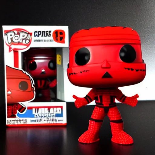 Prompt: red laser grid as a funko pop