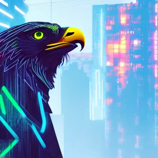 Image similar to neon cyberpunk eagle