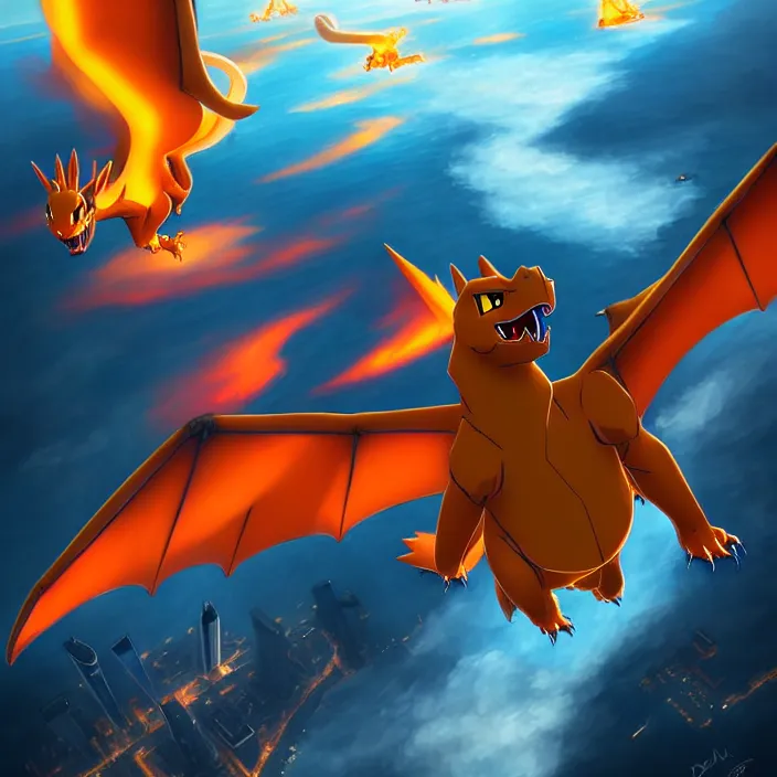 Prompt: charizard flying above new york, epic professional digital art, best on artstation, cgsociety, wlop, behance, pixiv, cosmic, epic, stunning, gorgeous, much detail, much wow, masterpiece by dorian cleavanger and stanley lau