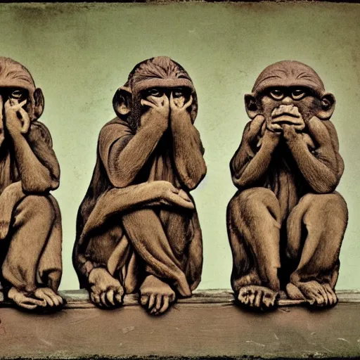 Prompt: the three wise monkeys