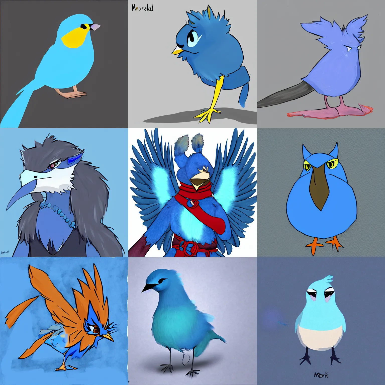 Prompt: mordekai (blue bird) protesting for blm blue background, furry, trending on devianart, digital art