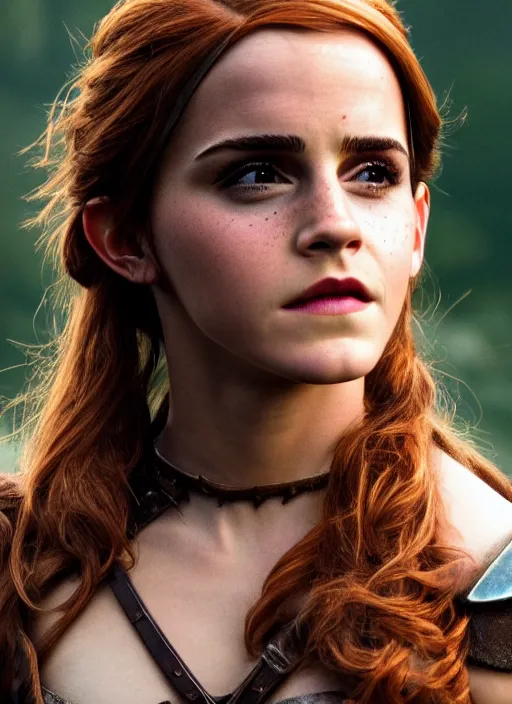 Prompt: photography emma watson as red sonja cinematic