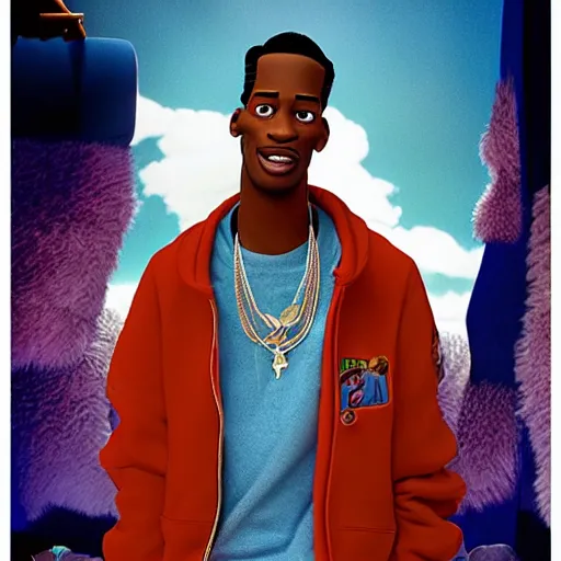 Image similar to Travis Scott in pixar film, C -10