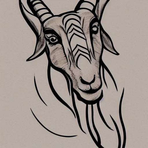 Prompt: a detailed tattoo outline of a !goat! that is !biting! a cinnamon !churro!, 4k, illustration, sharp focus