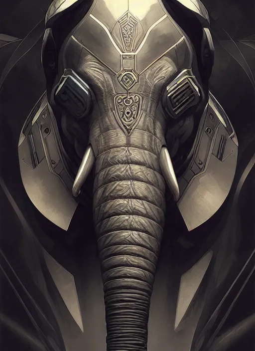 Prompt: symmetry!! portrait an elephant, sci - fi, armour, muscular! cyberpunk, intricate, elegant, highly detailed, digital painting, artstation, concept art, sharp focus, illustration, art by artgerm and greg rutkowski and alphonse mucha