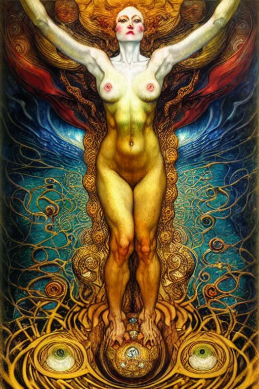 Image similar to Divine Chaos Engine by Karol Bak, Jean Delville, William Blake, Gustav Klimt, and Vincent Van Gogh, symbolist, visionary