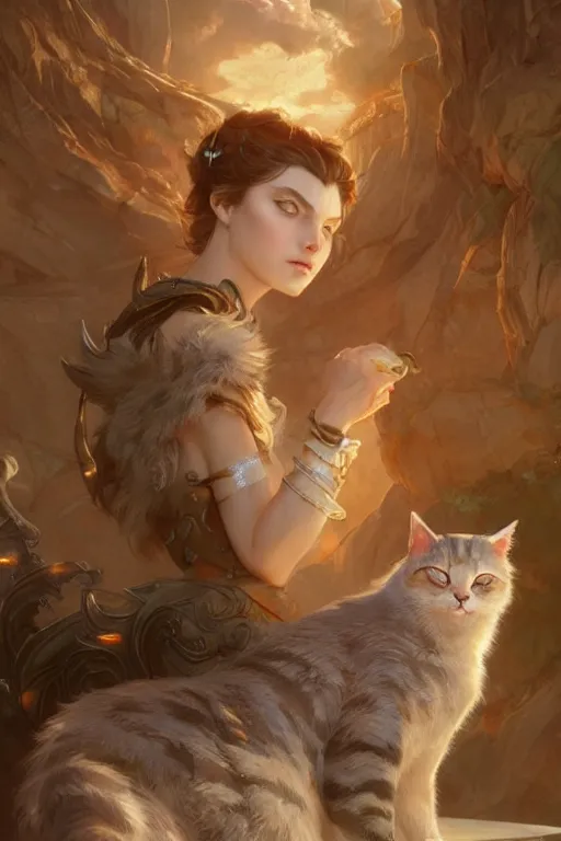 Image similar to goddess of the cats, highly detailed, digital painting, artstation, concept art, smooth, sharp focus, illustration, unreal engine 5, 8 k, art by artgerm and greg rutkowski and edgar maxence