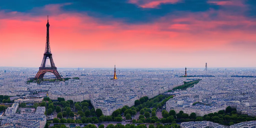 Image similar to a beautiful view of paris at sunset