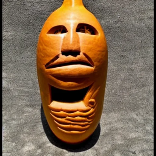 Image similar to gourd carved to look like the face of johnny depp