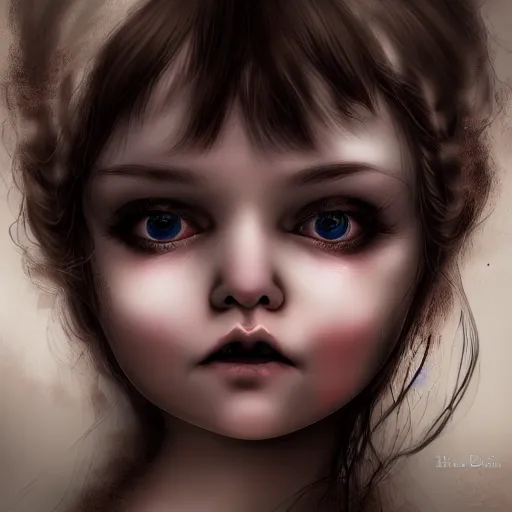 Image similar to porcelain doll with a spirit trapped inside stares intently into the camera, endless gaze, nightmare digital art, artstation, ultra detailed, beautiful aesthetic art