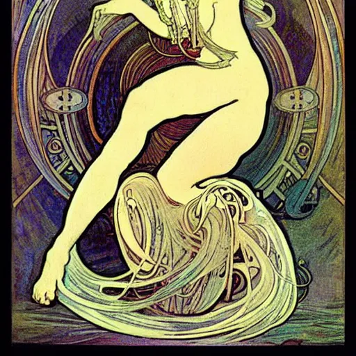 Prompt: lovecraftian by alphonse mucha