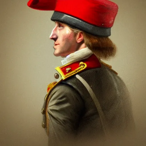 Image similar to A male 18th century British Redcoat Soldier wearing a tricorne hat, artstation, very detailed, award winning trending, historical, masterpiece, realism