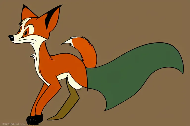 Prompt: vintage disney animation style anthro furry fox robin hood