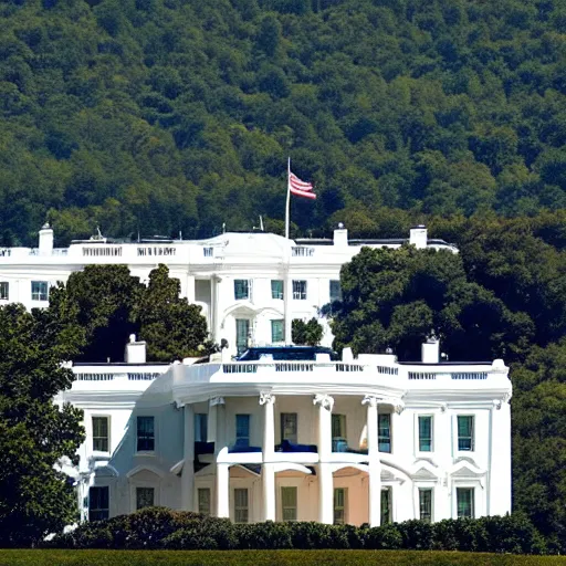 Prompt: United States White House on a mountaintop