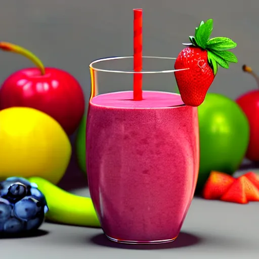 Image similar to : fruit smoothie logo hyper - realistic, detailed, render by c 4 d octane, unreal engine, 8 k 3 d render