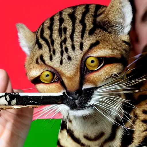 Prompt: high margay smoking weed