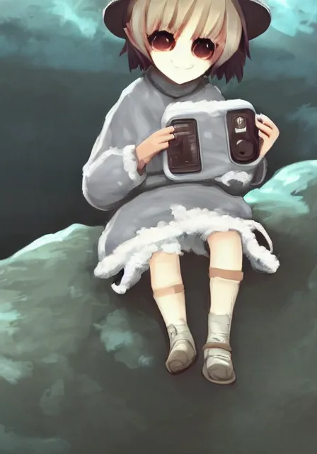 Prompt: beautiful little boy wearing sheep suit using a smartphone while sitting on chair, gray, blue, green and brown pallet color. made in abyss art style, inspired in kris from deltarrune, cute detailed artwork, anatomically correct, soft details, ilya kuvshinov, reflection, perfect composition, mobile wallpaper