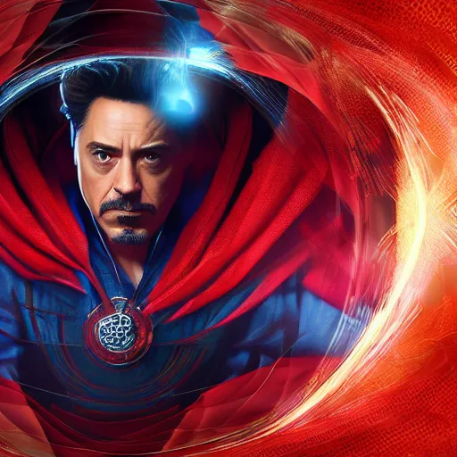 Prompt: Robert Downey Jr is Dr Strange, hyperdetailed, artstation, cgsociety, 8k