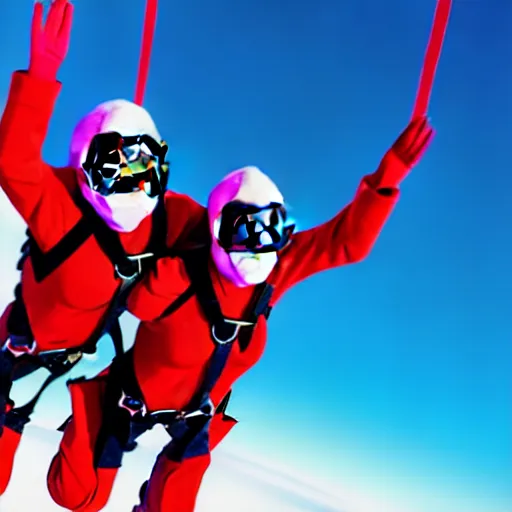 Image similar to film still lady gaga and wesley snipes dine on the sky diving, leica sl 2 5 0 mm, vivid color, high quality, high textured, real life