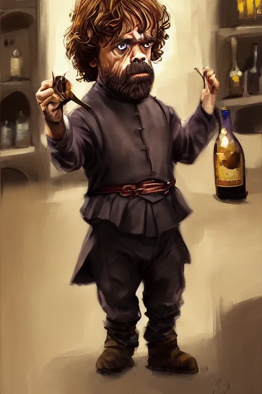 Image similar to tyrion lannister working in a winery, animation pixar style, by magali villeneuve, artgerm, jeremy lipkin and michael garmash, rob rey and kentaro miura style, golden ratio, trending on art station