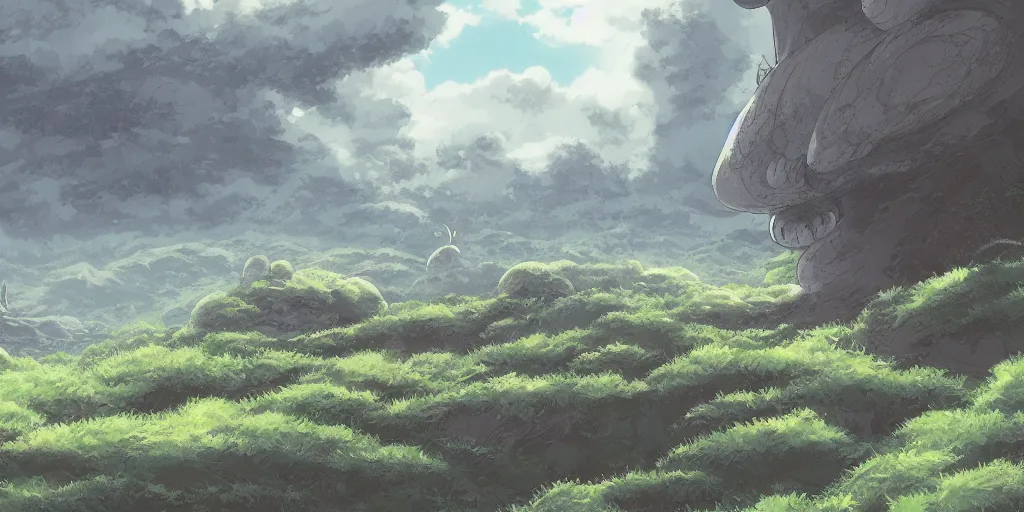 Prompt: landscape, no people, Ghibli, Anime Background, Miyazaki Hayao, concept art, illustration,smooth, sharp focus, intricate, super wide angle, trending on artstation, trending on deviantart, 4K