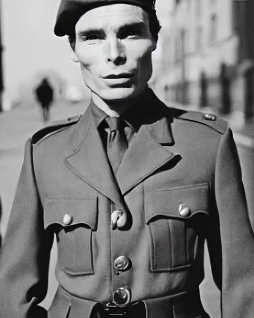 Image similar to cillian murphy in a world war ii uniform, black and white film photography