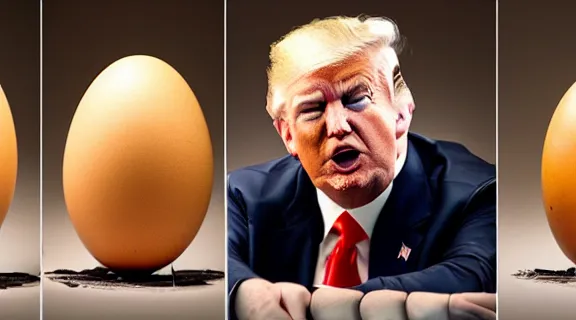 Prompt: Donald Trump, Matt Gaetz, Marjorie Taylor Greene and Rudy Giuliani in egg shells photographed by Anne Geddes