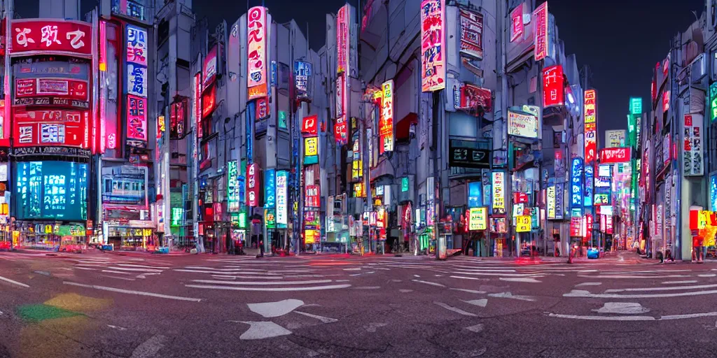 HDRI panorama, Tokyo at night, neon lights, street | Stable Diffusion ...