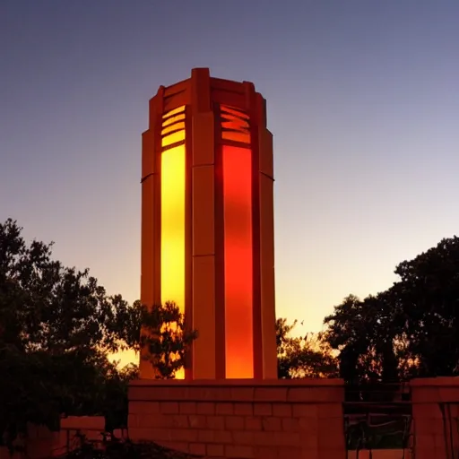 Prompt: glowing art deco tower