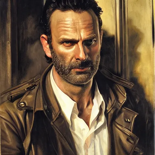 Prompt: rick grimes in prey picture by j. c. leyendecker and peter paul rubens, asymmetrical, dark vibes, realistic painting, organic painting, matte painting, geometric shapes, hard edges, graffiti, street art : 2 by j. c. leyendecker and peter paul rubens : 4