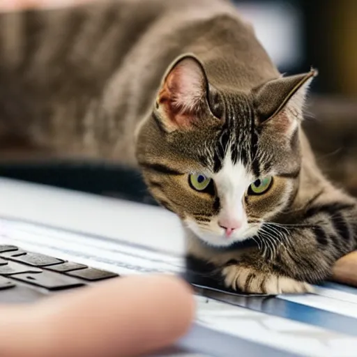 Prompt: a cat programming a new crypto coin, hyper - realism 8 k