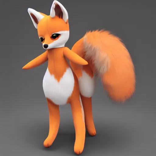 Image similar to cute fumo plush of a fox girl with a hundred tails, anime girl, creature, vray