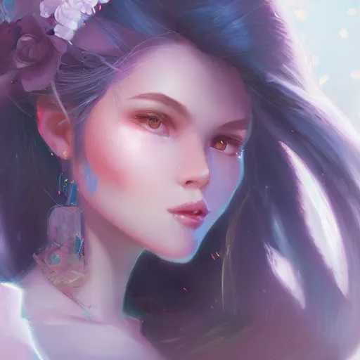 Prompt: beautiful girl by rossdraws, highly intricate painting, concept art, artstation, global illumination, rim lighting