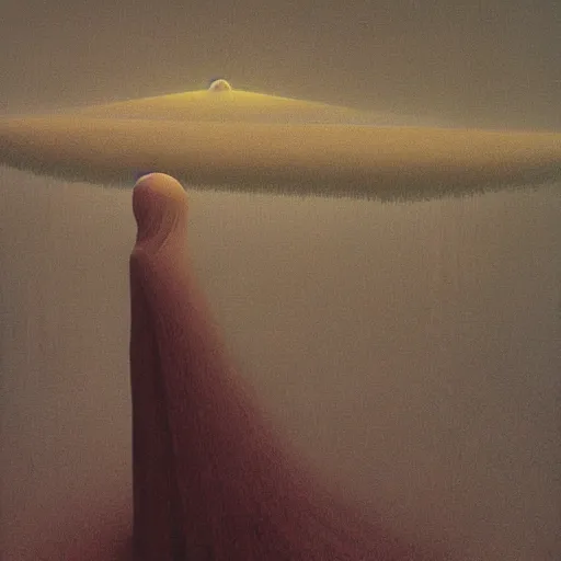 Image similar to the ego separates by zdzisław beksinski, oil on canvas