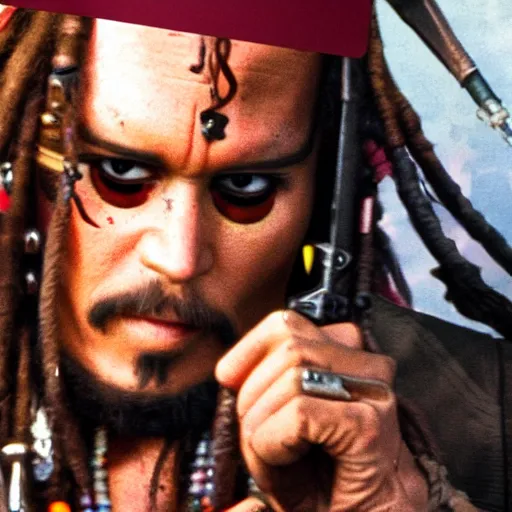 Prompt: captain jack sparrow as terminator