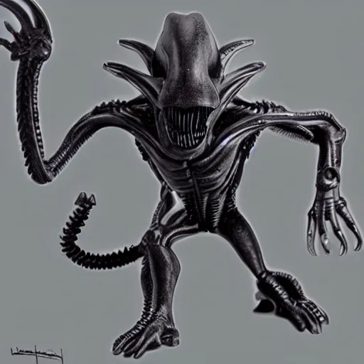 Prompt: miniaturine of xenomorph